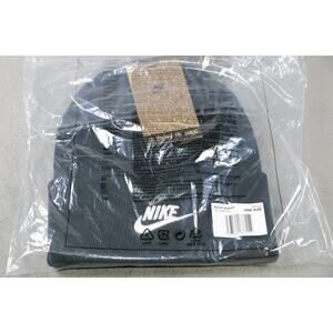 Nike Hat Beanie Knit Swoosh White Embroidered Adult One Size Unisex New Black